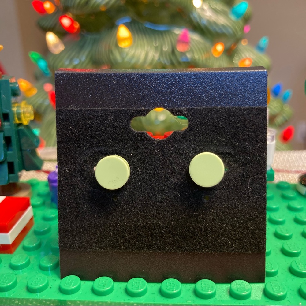 Pastel Green Lego Stud Earrings